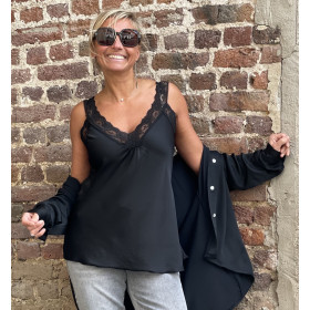 Top dentelle soie délavé