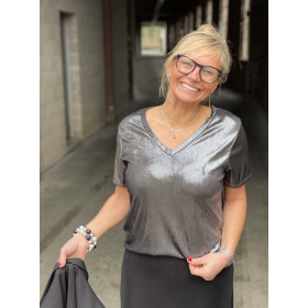 T-shirt V fluide brillant