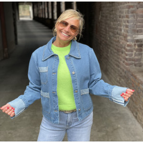 Veste jeans poches appliquées